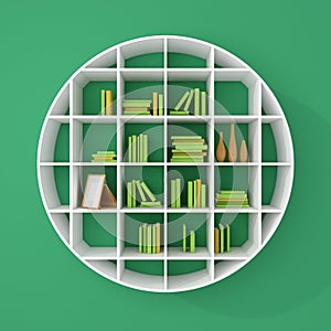 3d rendered bookshelves.