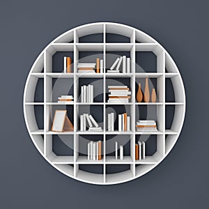 3d rendered bookshelves.