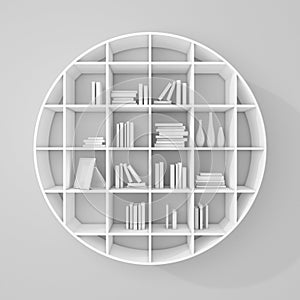 3d rendered bookshelves.