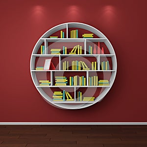 3d rendered bookshelves.