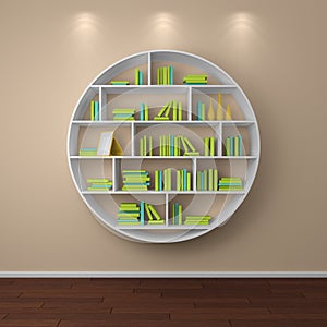 3d rendered bookshelves.