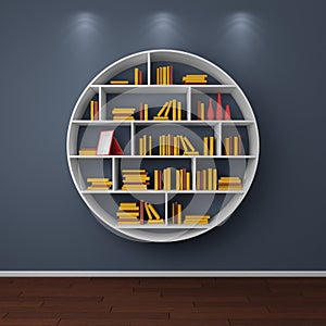 3d rendered bookshelves.