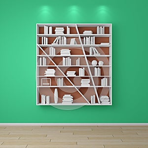 3d rendered bookshelves.