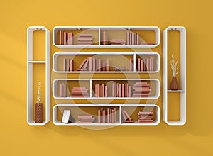 3d rendered bookshelves.