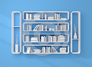 3d rendered bookshelves.