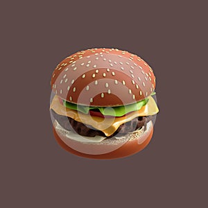 3d rendered burger object illustration