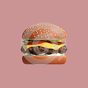 3d rendered burger object illustration