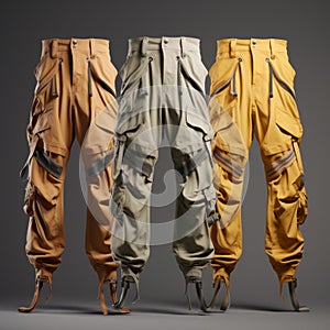 3d Rendered Cargo Wear Pants In Various Colors