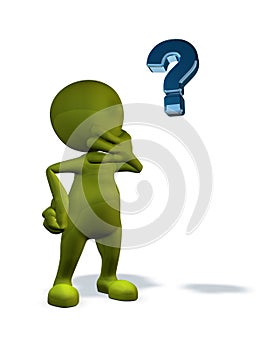 3d rendered character with question mark