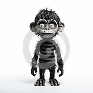 3d Rendered Chimp In Tim Burton Style On White Background