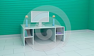 3d rendered computer room