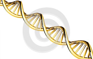 3d rendered, DNA gold with copy space, isolated on white background