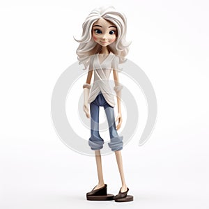 3d Rendered Doll Figurine By Carolina Toys - Youthful Protagonist In Cartoon Style