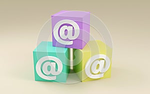 3d rendered email sign in a cardboard box Minimal Concept 3D render