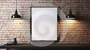 3d Rendered Empty Frame Next To Brick Table: Creative Commons Attribution