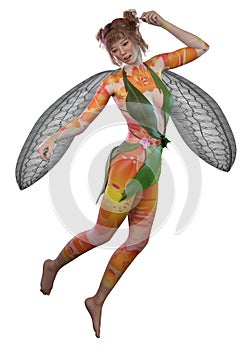 3D Rendered Fairy in leaves outfit