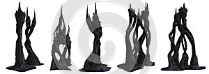 3D rendered fantasy wood formations isolated on a white background