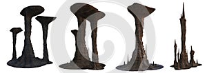 3D rendered fantasy wood formations isolated on a white background