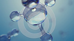 3D rendered footage with animation of rotation of model molecules from glass