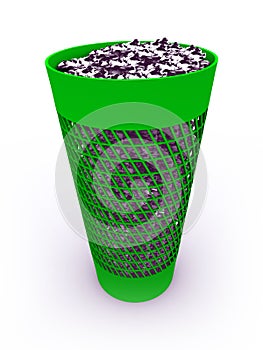 3D rendered full recycle bin
