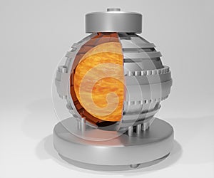 3d rendered fusion power reactor to create artificial sun