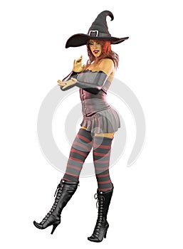 3D Rendered Green skinned naughty witch