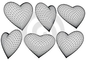 3d rendered hearts - vector photo