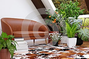 3d rendered illustration of a bright living room