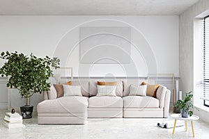 3d rendered illustration of a bright living room.