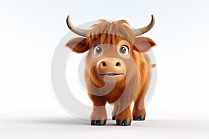 3d rendered illustration of cow cartoon character with blank sign board