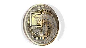 3D rendered illustration of Gold Bitcoin isolated on white