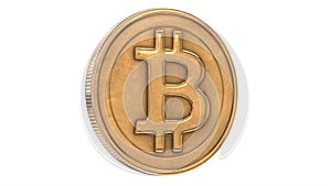 3D rendered illustration of Gold Bitcoin isolated on white