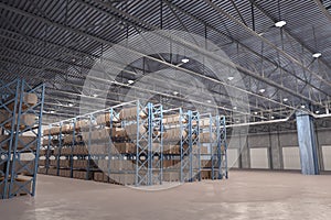 3D rendered illustration of interior of distribution warehouse