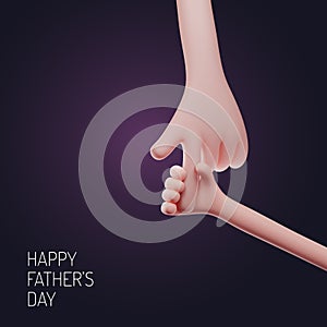 3d rendered illustration of little baby hand clings to father's hand for father's day card