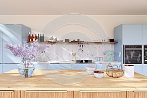 3d rendered illustration of a modern kitchen.