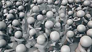 3d rendered illustration of people crowd fighting with each other