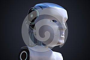 3D rendered illustration of robotic head. Artificial intelligence concept