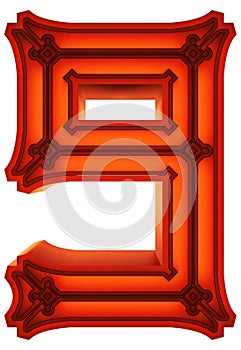 3D rendered illustration.Semi-transparent ornated font.Glowing number isolated on white background.