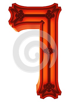 3D rendered illustration.Semi-transparent ornated font.Glowing number isolated on white background.