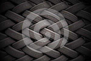 3D rendered illustration of stacked car tires