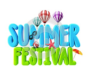 3D Rendered Illustration of Summer Festival Word Title