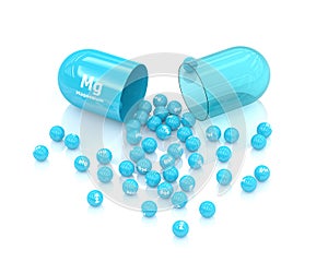 3d rendered magnesium Mg pill over white background