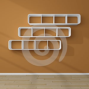 3d rendered modern shelves.