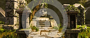 3D rendered mystic ancient aztec ruins