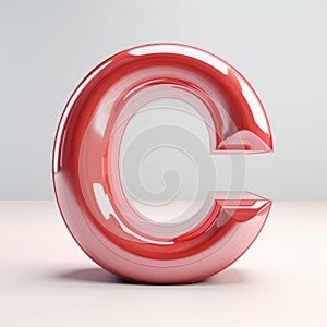 3d Rendered Red Glass Letter C - Consumer Culture Critique
