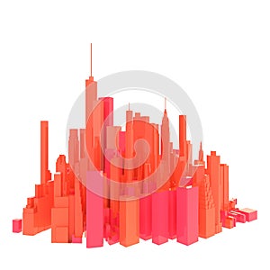 3d rendered red skyline isolated