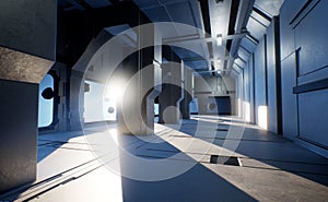 A 3d rendered scene from the interior of a spaceship