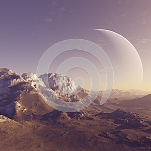 3d rendered Space Art: Alien Planet - A Fantasy Landscape