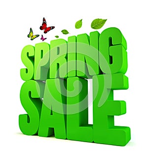 3D Rendered Spring Sale Word with Clipping Paths