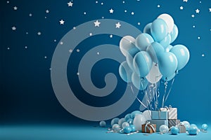 3D rendered, starry blue background for a joyous baby boy celebration